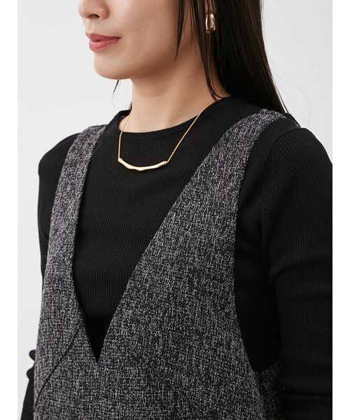 セットアイテム】クルーネックニット×Aラインキャミレイヤード