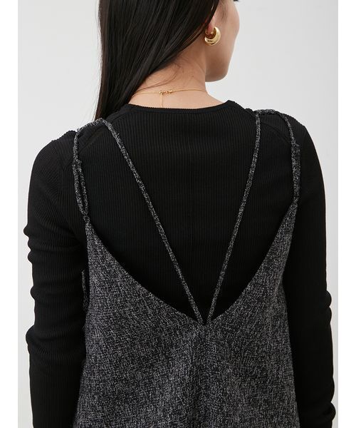 セットアイテム】クルーネックニット×Aラインキャミレイヤード