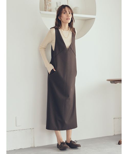 【セットアイテム】クルーネックニット×Aラインキャミレイヤードワンピース Mila Owen（ミラオーウェン）の「【セットアイテム】クルー