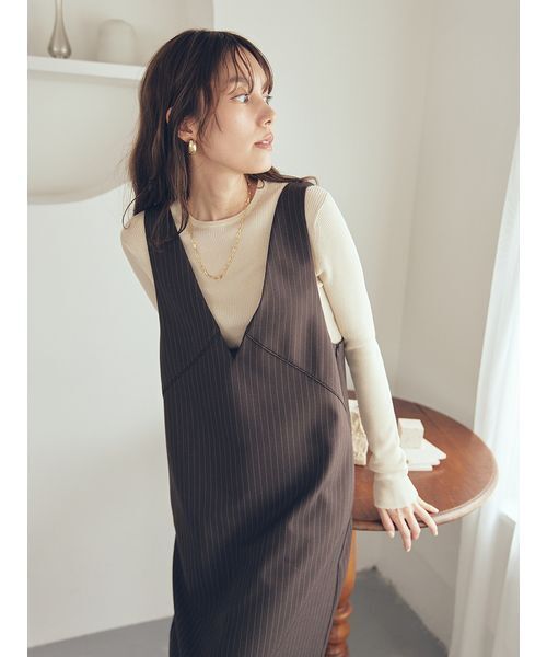 セットアイテム】クルーネックニット×Aラインキャミレイヤード