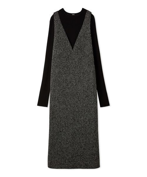 Mila Owen（ミラオーウェン）の「【セットアイテム】クルーネックニット×Aラインキャミレイヤードワンピース（ワンピース・レディース・ブラウン/アイボリー/ブラック・0/1）」の5枚目の写真