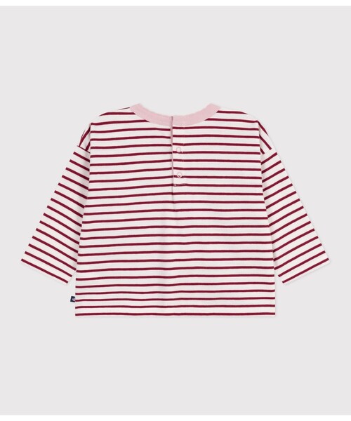 PETIT BATEAU（プチバトー）の「長袖Ｔシャツ（Tシャツ/カットソー・キッズ・ホワイト×レッド・12MONTH/24MONTH/36MONTH）」の2枚目の写真