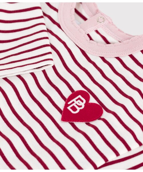 PETIT BATEAU（プチバトー）の「長袖Ｔシャツ（Tシャツ/カットソー・キッズ・ホワイト×レッド・12MONTH/24MONTH/36MONTH）」の3枚目の写真