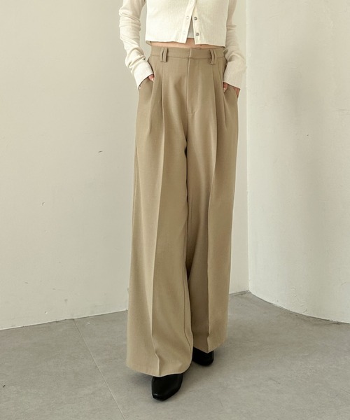 セール】【SETUP対応】2タックワイドスラックス（スラックス