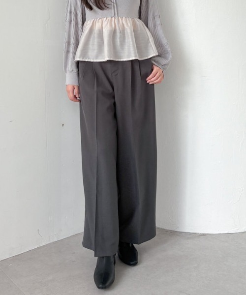 セール】【SETUP対応】2タックワイドスラックス（スラックス