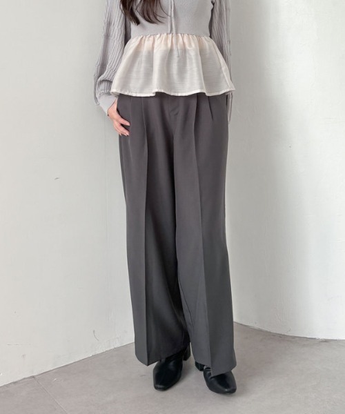 セール】【SETUP対応】2タックワイドスラックス（スラックス