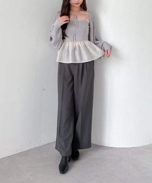 セール】【SETUP対応】2タックワイドスラックス（スラックス