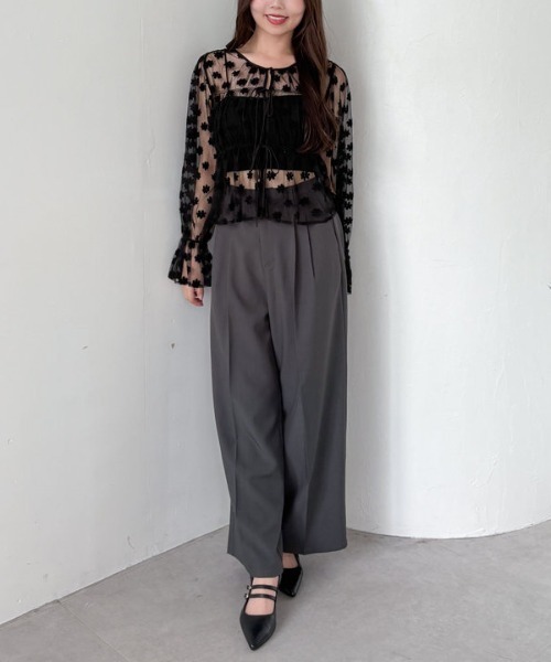 セール】【SETUP対応】2タックワイドスラックス（スラックス