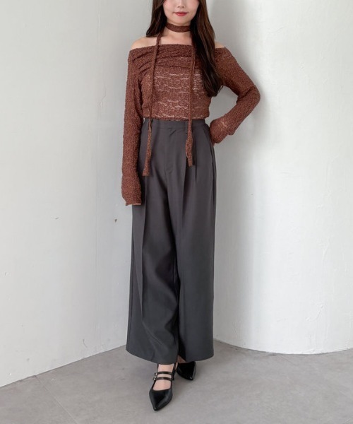 セール】【SETUP対応】2タックワイドスラックス（スラックス