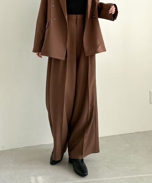 セール】【SETUP対応】2タックワイドスラックス（スラックス