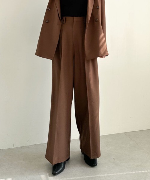 セール】【SETUP対応】2タックワイドスラックス（スラックス