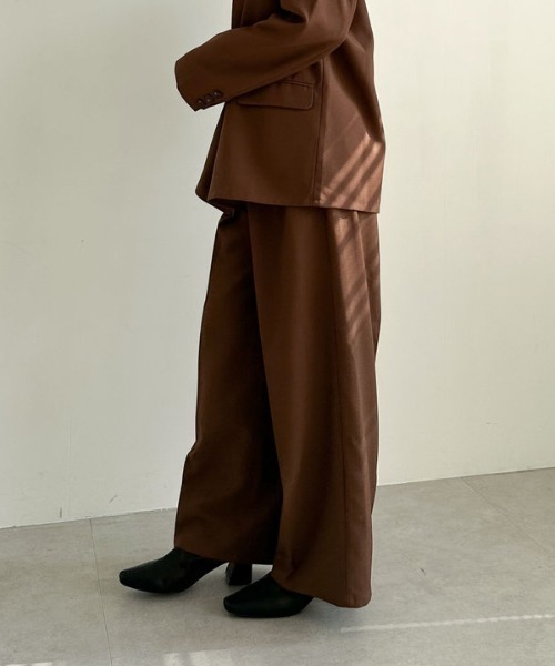 セール】【SETUP対応】2タックワイドスラックス（スラックス