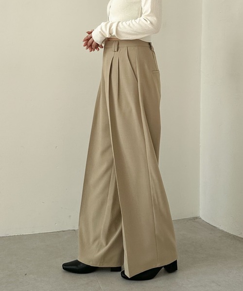 セール】【SETUP対応】2タックワイドスラックス（スラックス