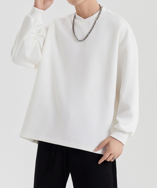 aimoha（アイモハ）の「aimoha men ドロップショルダークルースウェット/Drop shoulder crew sweatshirt（スウェット・メンズ・ブラック/ホワイト/ライトグレー/ダークグレー・LARGE/X-LARGE/MEDIUM）」の2枚目の写真
