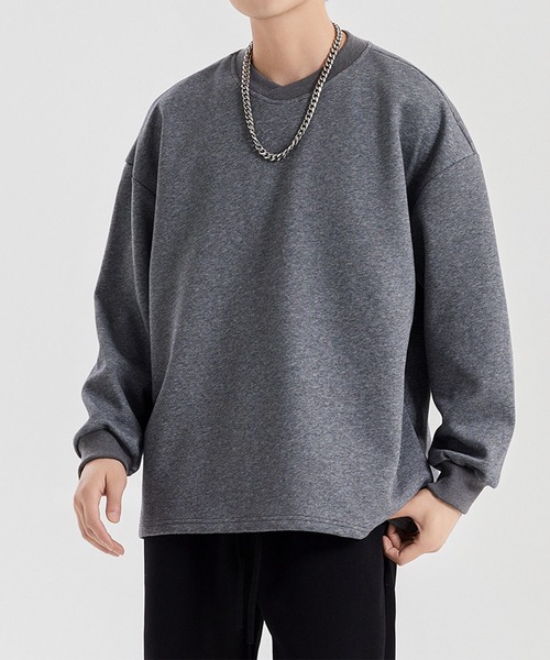 aimoha（アイモハ）の「aimoha men ドロップショルダークルースウェット/Drop shoulder crew sweatshirt（スウェット・メンズ・ブラック/ホワイト/ライトグレー/ダークグレー・LARGE/X-LARGE/MEDIUM）」の4枚目の写真