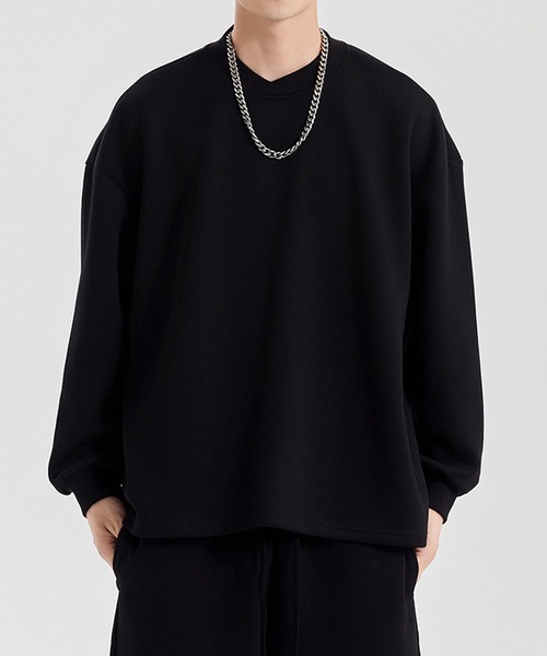 aimoha（アイモハ）の「aimoha men ドロップショルダークルースウェット/Drop shoulder crew sweatshirt（スウェット・メンズ・ブラック/ホワイト/ライトグレー/ダークグレー・LARGE/X-LARGE/MEDIUM）」の7枚目の写真