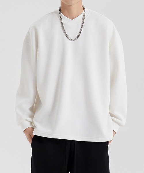 aimoha（アイモハ）の「aimoha men ドロップショルダークルースウェット/Drop shoulder crew sweatshirt（スウェット・メンズ・ブラック/ホワイト/ライトグレー/ダークグレー・LARGE/X-LARGE/MEDIUM）」の8枚目の写真
