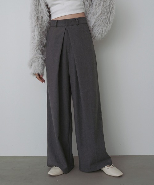 Bab（バブ）の「【選べるサイズ展開】フロントワイドタックネップ入ワイドパンツ（その他パンツ・レディース・ベージュ/ブラック/チャコールグレー・S/M/L）」の3枚目の写真