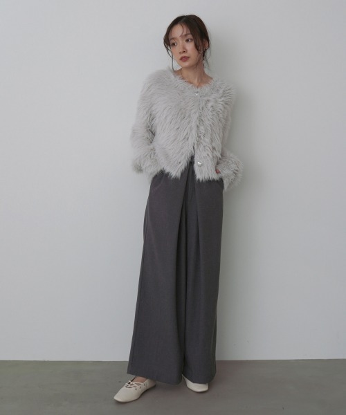 Bab（バブ）の「【選べるサイズ展開】フロントワイドタックネップ入ワイドパンツ（その他パンツ・レディース・ベージュ/ブラック/チャコールグレー・S/M/L）」の8枚目の写真