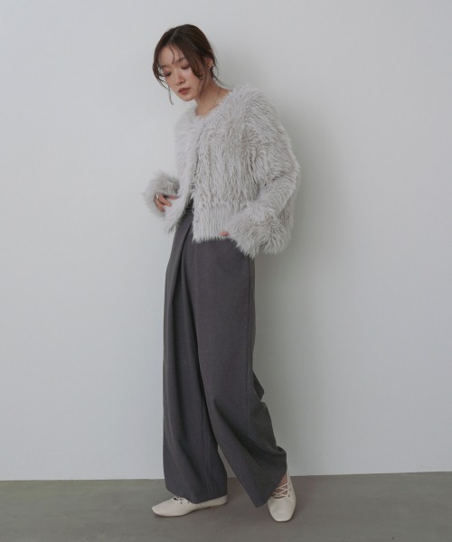 Bab（バブ）の「【選べるサイズ展開】フロントワイドタックネップ入ワイドパンツ（その他パンツ・レディース・ベージュ/ブラック/チャコールグレー・S/M/L）」の10枚目の写真