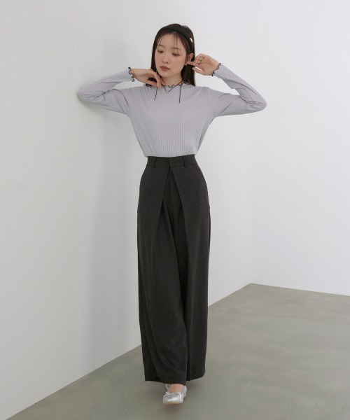 Bab（バブ）の「【選べるサイズ展開】フロントワイドタックネップ入ワイドパンツ（その他パンツ・レディース・ベージュ/ブラック/チャコールグレー・S/M/L）」の15枚目の写真