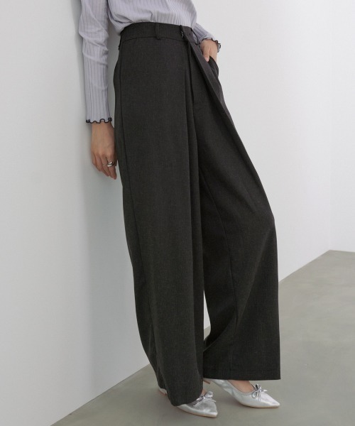 Bab（バブ）の「【選べるサイズ展開】フロントワイドタックネップ入ワイドパンツ（その他パンツ・レディース・ベージュ/ブラック/チャコールグレー・S/M/L）」の20枚目の写真