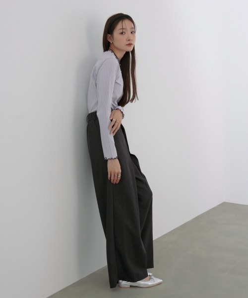 Bab（バブ）の「【選べるサイズ展開】フロントワイドタックネップ入ワイドパンツ（その他パンツ・レディース・ベージュ/ブラック/チャコールグレー・S/M/L）」の18枚目の写真