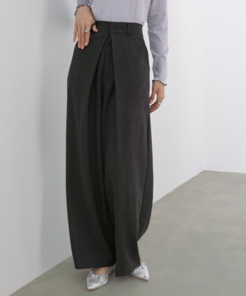 Bab（バブ）の「【選べるサイズ展開】フロントワイドタックネップ入ワイドパンツ（その他パンツ・レディース・ベージュ/ブラック/チャコールグレー・S/M/L）」の14枚目の写真