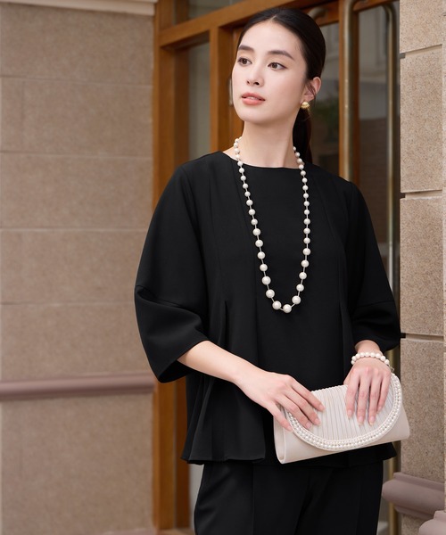 DRESS PLUS(ドレスプラス)の「きれいめペプラムパンツセットアップ(パンツドレス・レディース・ライトベージュ/ブラック/ネイビー・S/M/L/XL/XXL)」の15枚目の写真