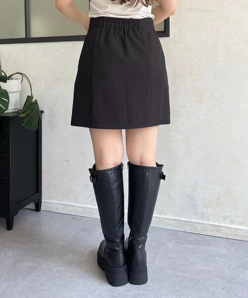prose verse（プロズヴェール）の「ダブルクロス台形ミニスカート（スカート・レディース・ブラック・LARGE/MEDIUM/SMALL）」の2枚目の写真
