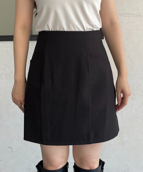 prose verse（プロズヴェール）の「ダブルクロス台形ミニスカート（スカート・レディース・ブラック・LARGE/MEDIUM/SMALL）」の3枚目の写真