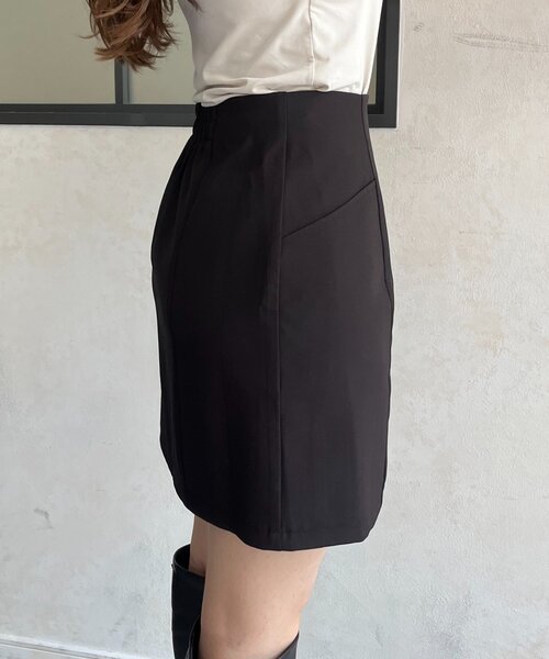 prose verse（プロズヴェール）の「ダブルクロス台形ミニスカート（スカート・レディース・ブラック・LARGE/MEDIUM/SMALL）」の4枚目の写真