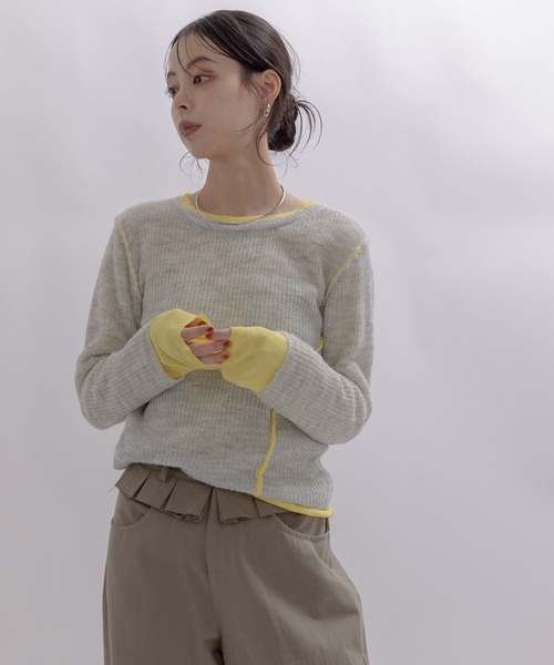 Eimee Law（エイミーロウ）の「シアーモヘアレイヤードニット（ニット/セーター・レディース・ライトグレー/レッド/ダークグレー/ライトブルー・FREE）」の7枚目の写真