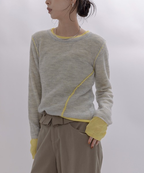 Eimee Law（エイミーロウ）の「シアーモヘアレイヤードニット（ニット/セーター・レディース・ライトグレー/レッド/ダークグレー/ライトブルー・FREE）」の8枚目の写真