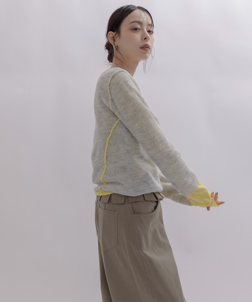 Eimee Law（エイミーロウ）の「シアーモヘアレイヤードニット（ニット/セーター・レディース・ライトグレー/レッド/ダークグレー/ライトブルー・FREE）」の9枚目の写真