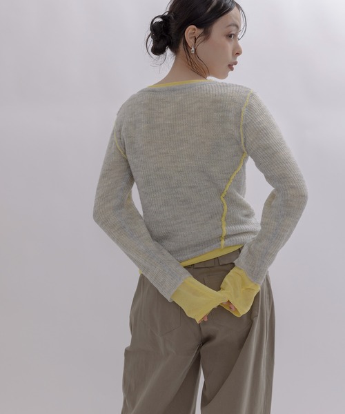 Eimee Law（エイミーロウ）の「シアーモヘアレイヤードニット（ニット/セーター・レディース・ライトグレー/レッド/ダークグレー/ライトブルー・FREE）」の12枚目の写真