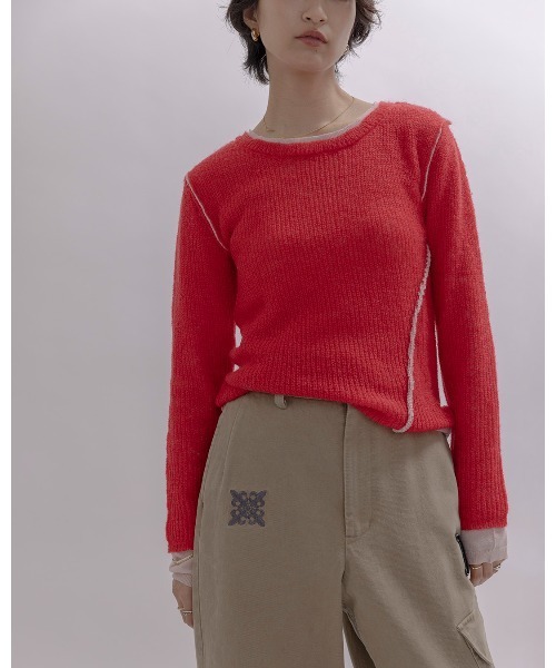 Eimee Law（エイミーロウ）の「シアーモヘアレイヤードニット（ニット/セーター・レディース・ライトグレー/レッド/ダークグレー/ライトブルー・FREE）」の18枚目の写真