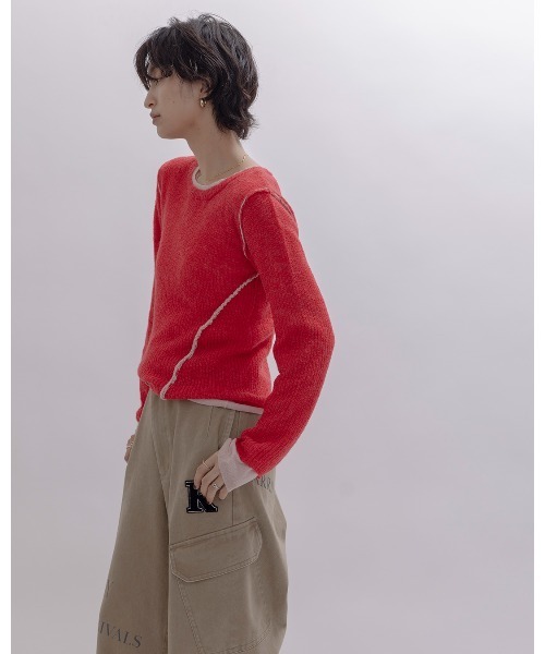 Eimee Law（エイミーロウ）の「シアーモヘアレイヤードニット（ニット/セーター・レディース・ライトグレー/レッド/ダークグレー/ライトブルー・FREE）」の20枚目の写真