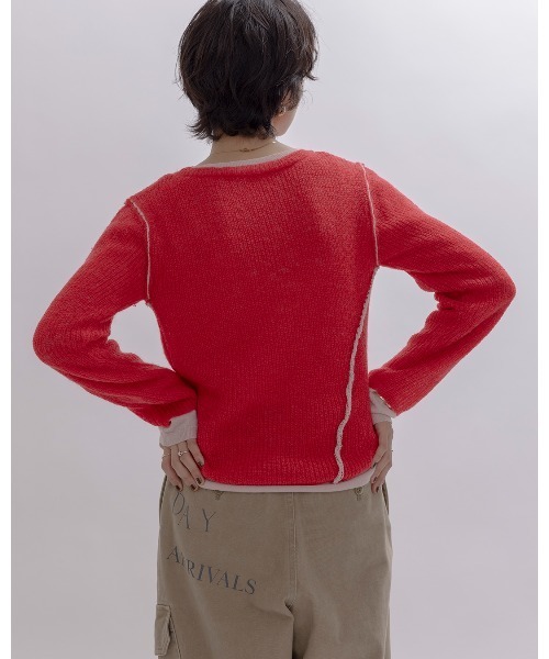 Eimee Law（エイミーロウ）の「シアーモヘアレイヤードニット（ニット/セーター・レディース・ライトグレー/レッド/ダークグレー/ライトブルー・FREE）」の22枚目の写真