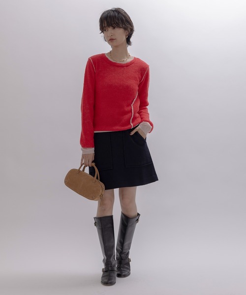 Eimee Law（エイミーロウ）の「シアーモヘアレイヤードニット（ニット/セーター・レディース・ライトグレー/レッド/ダークグレー/ライトブルー・FREE）」の16枚目の写真