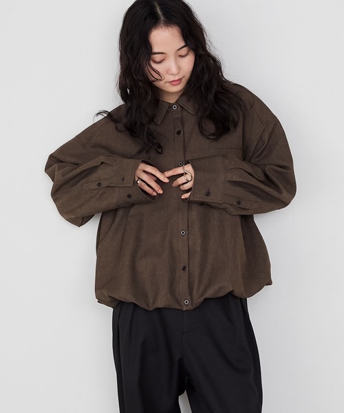 セール】【forksy.】バルーンヘムショート丈シャツジャケット
