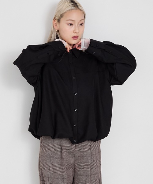 セール】【forksy.】バルーンヘムショート丈シャツジャケット