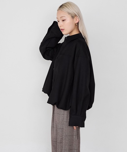 forksy.（フォルクシー）の「【forksy.】バルーンヘムショート丈シャツジャケット（ブルゾン・レディース・ブラウン/チャコールグレー/ライトベージュ/ブラック・FREE）」の8枚目の写真