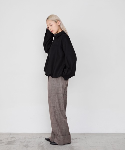 forksy.（フォルクシー）の「【forksy.】バルーンヘムショート丈シャツジャケット（ブルゾン・レディース・ブラウン/チャコールグレー/ライトベージュ/ブラック・FREE）」の11枚目の写真