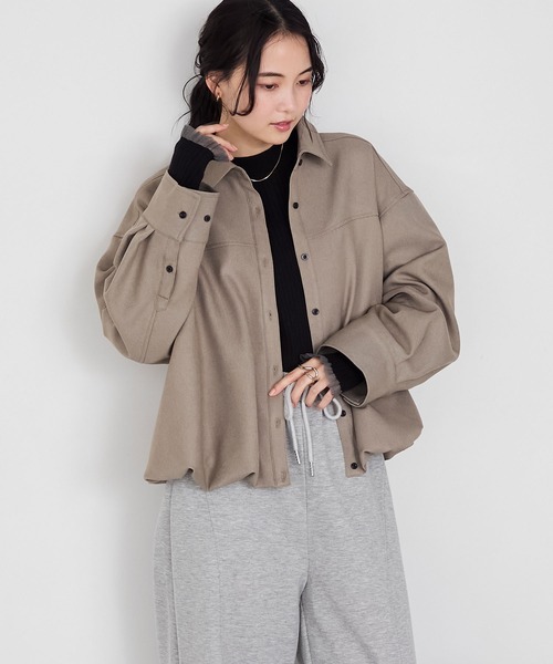 forksy.】バルーンヘムショート丈シャツジャケット forksy