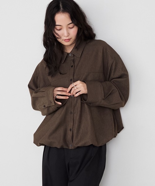 セール】【forksy.】バルーンヘムショート丈シャツジャケット