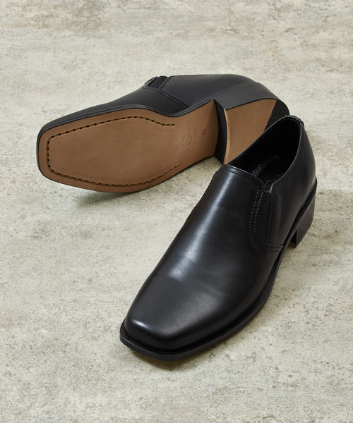 And A(アンドエー)の「PADRONE パドローネ / BL SQUARE SIDE GORE SHOES スクエアトゥサイドゴアスリッポンシューズ / PU8777-2003(ドレスシューズ・メンズ・ブラック・40/41/42)」の5枚目の写真