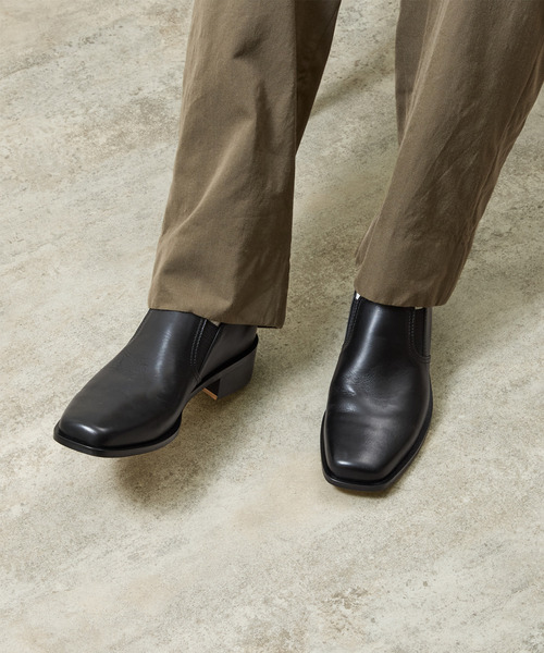 And A(アンドエー)の「PADRONE パドローネ / BL SQUARE SIDE GORE SHOES スクエアトゥサイドゴアスリッポンシューズ / PU8777-2003(ドレスシューズ・メンズ・ブラック・40/41/42)」の18枚目の写真