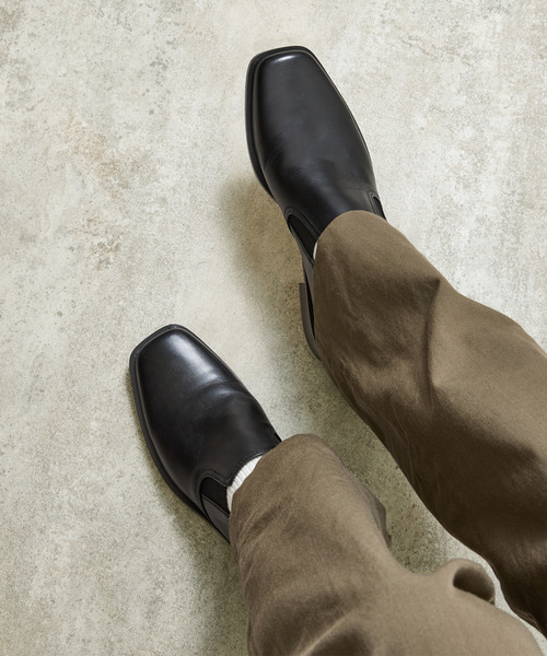 And A(アンドエー)の「PADRONE パドローネ / BL SQUARE SIDE GORE SHOES スクエアトゥサイドゴアスリッポンシューズ / PU8777-2003(ドレスシューズ・メンズ・ブラック・40/41/42)」の19枚目の写真