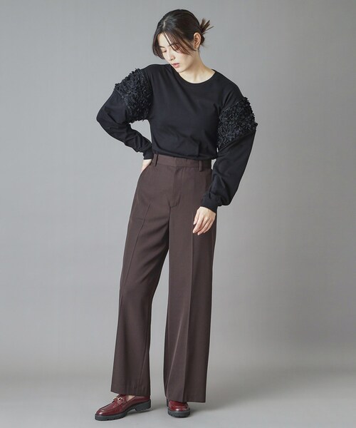 muller of yoshiokubo（ミュラーオブヨシオクボ）の「muller of yoshiokubo（ミュラーオブヨシオクボ）FLOWY FRILLED LONG SLEEVE T（Tシャツ/カットソー・レディース・ブラック・00）」の3枚目の写真